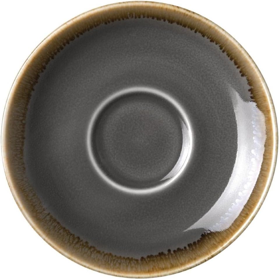 Olympia Kiln Espresso Saucers Smoke 115mm (6 Pack) - Small Dessert, Tea Plates, Microwave Safe HC389