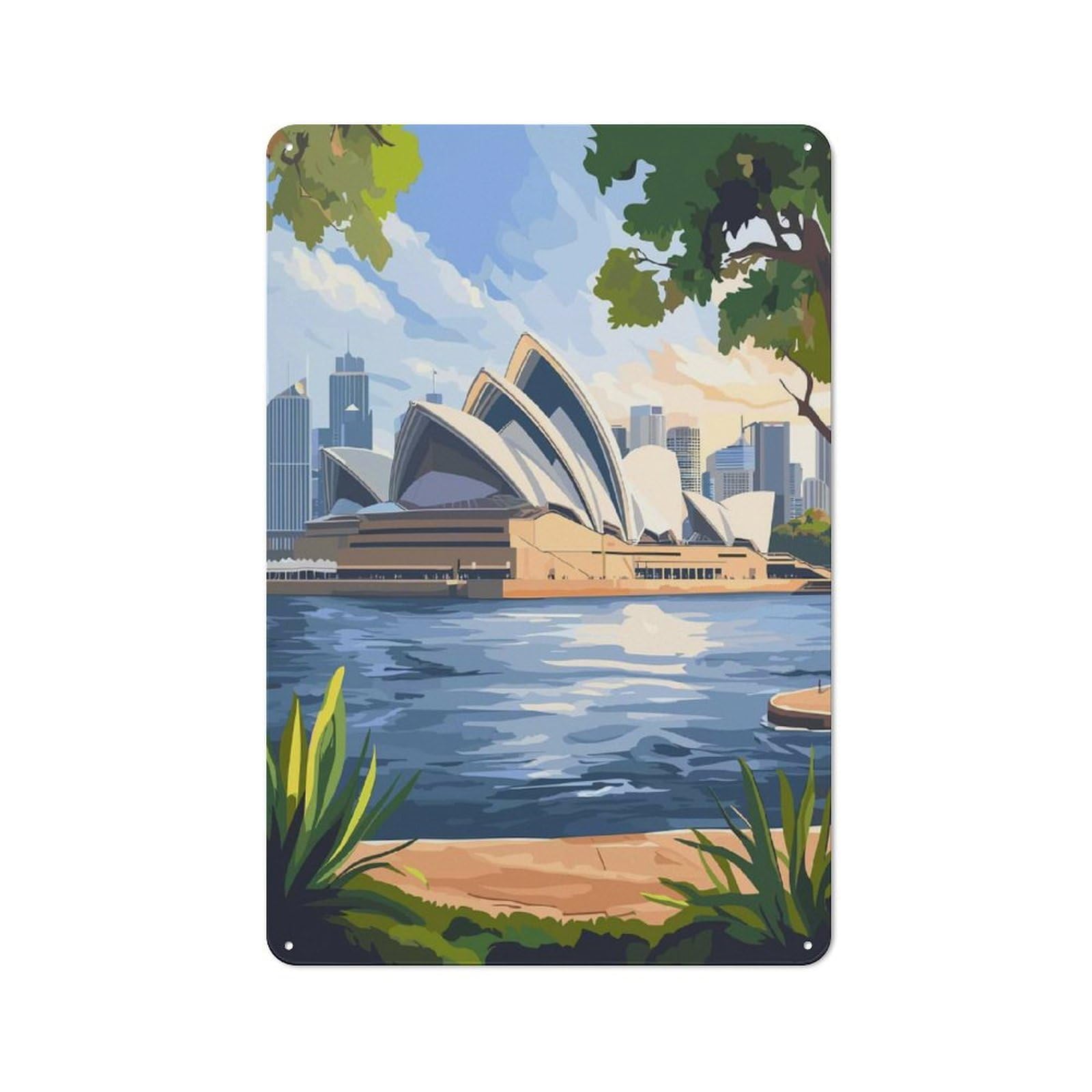 Classic Sydney Opera House View Metal Wall Plaque 30x20cm, Nostalgic Wall Art for Living Room, Hallway, Kitchen Or Cafe