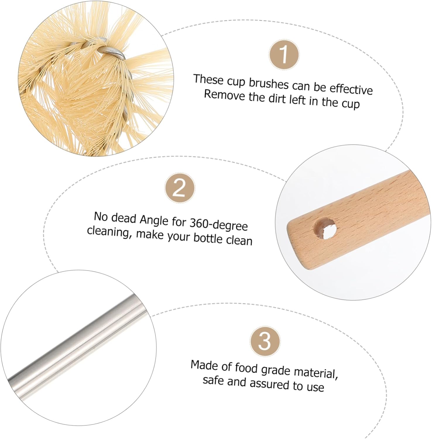 1pc Cup Cleaning Brush Set Handle Mug Brush for Kitchen Use Nylon Material Practical and Bottle Cleaner for