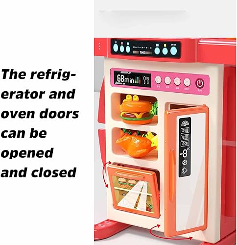 Miniatura 6 de Juego de cocina para niños con sonidos y luces reales, juguetes de cocina para niños de 4 a 8 años, 54 piezas, juegos de juguetes de simulación,