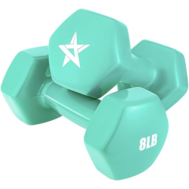 Yes4All Vinyl Hexagon Dumbbell - Dumbbells Set of 2 Hand Weights for Home Gym Strength Training 2-15 lbs