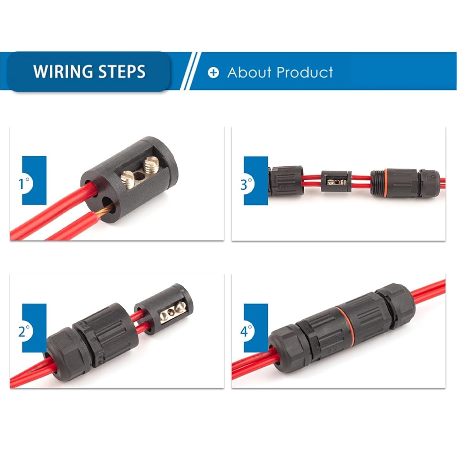 10PCS 2 Pin Screw Crimping Terminal Connector Straight Industrial Outdoor IP68 Waterproof Insulation Electrical Wire Connectors