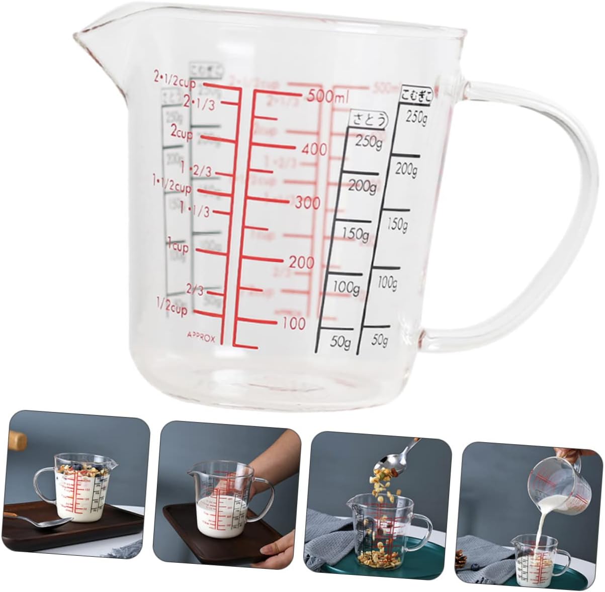 1 PC Glass Measuring Cup with Scale Versatile Kitchen Tool for Baking and Cooking and Easy to Clean for Home
