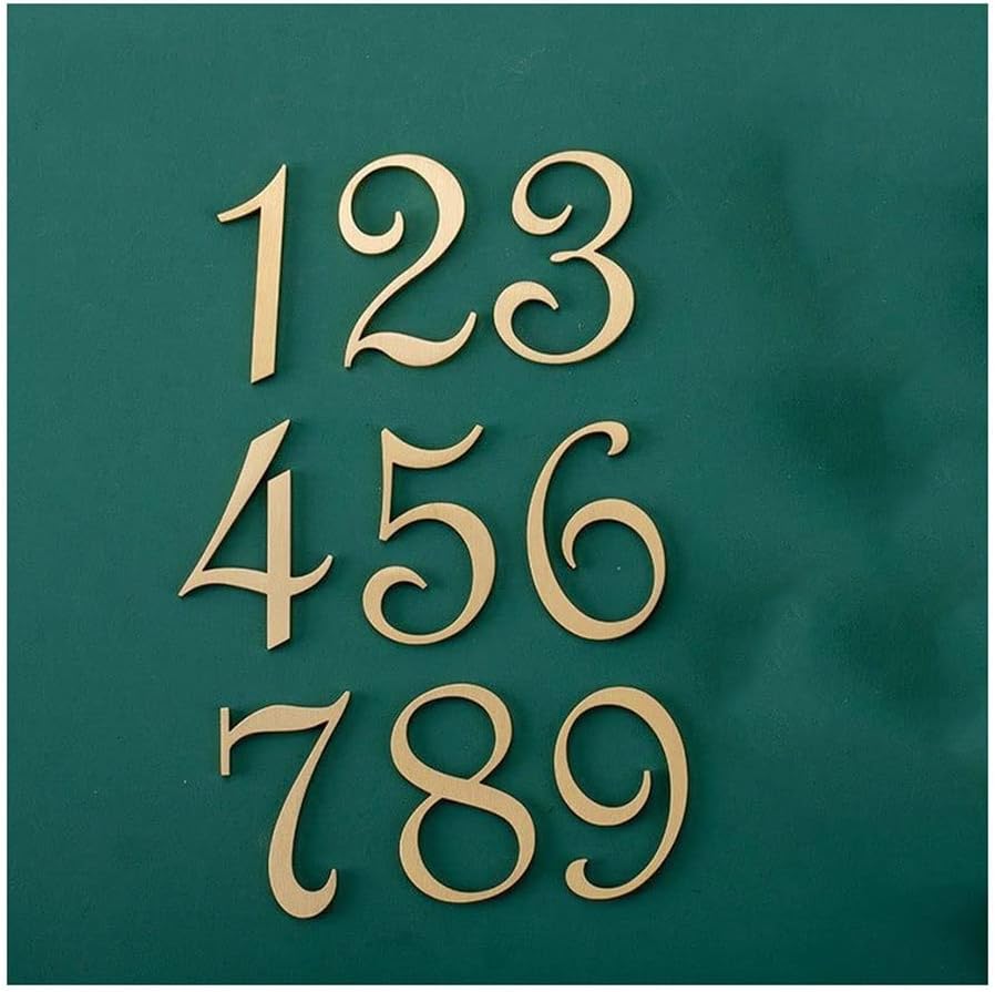1pcs Brass House Numbers Stickers, for Apartment Metal Self Adhesive Doorplate Door Plaque Number Mailbox Address Street Signs (Color : Number 2)