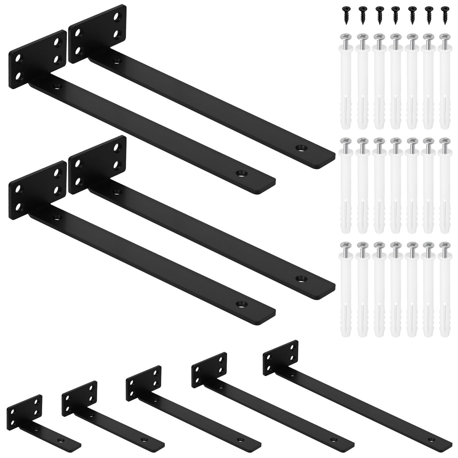 Support d'étagère noir de 25,4 cm pour plan de travail et bureau | Lot de 4