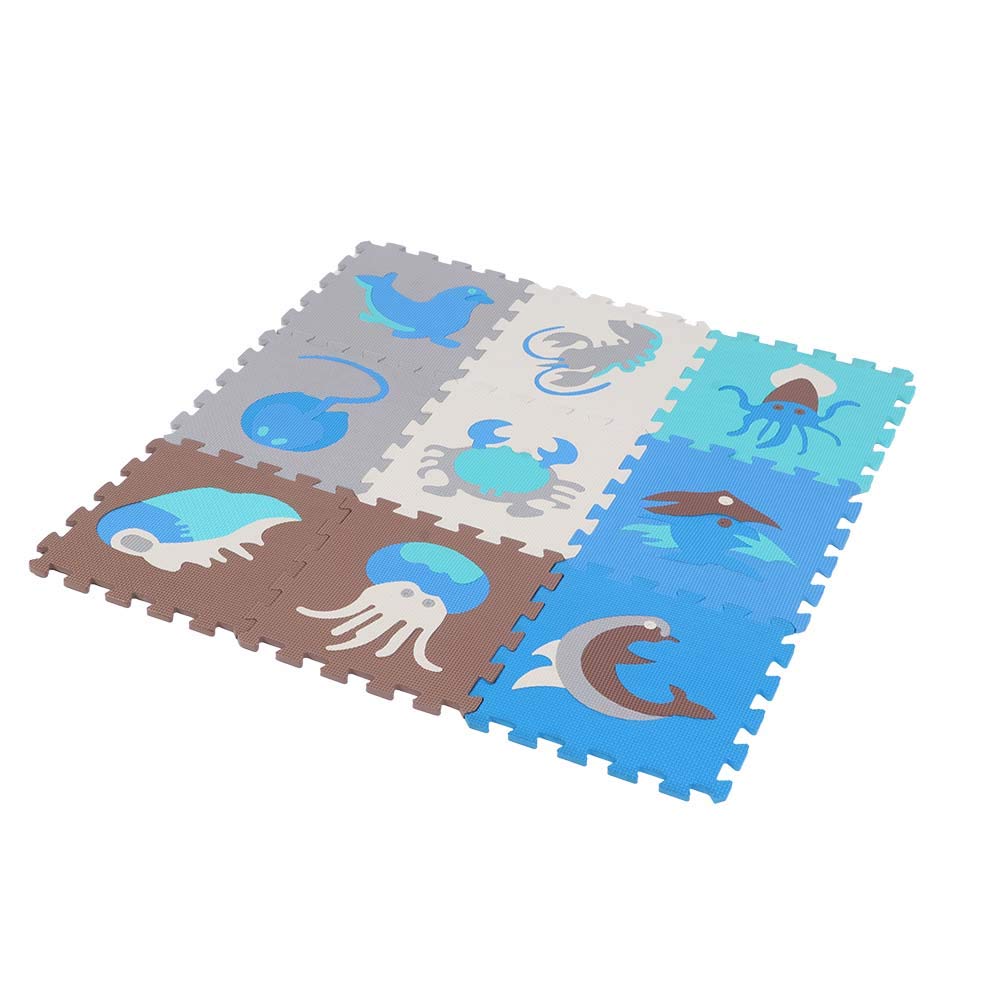 Tnfeeon EVA Foam Sea Animals Puzzle Tiles Interlocking Soft Floor Mat Set of 9 Tiles Stain Resistant Easy Clean Thick Cushioned Surface for Young Ones Play Areas and Exercise Zones