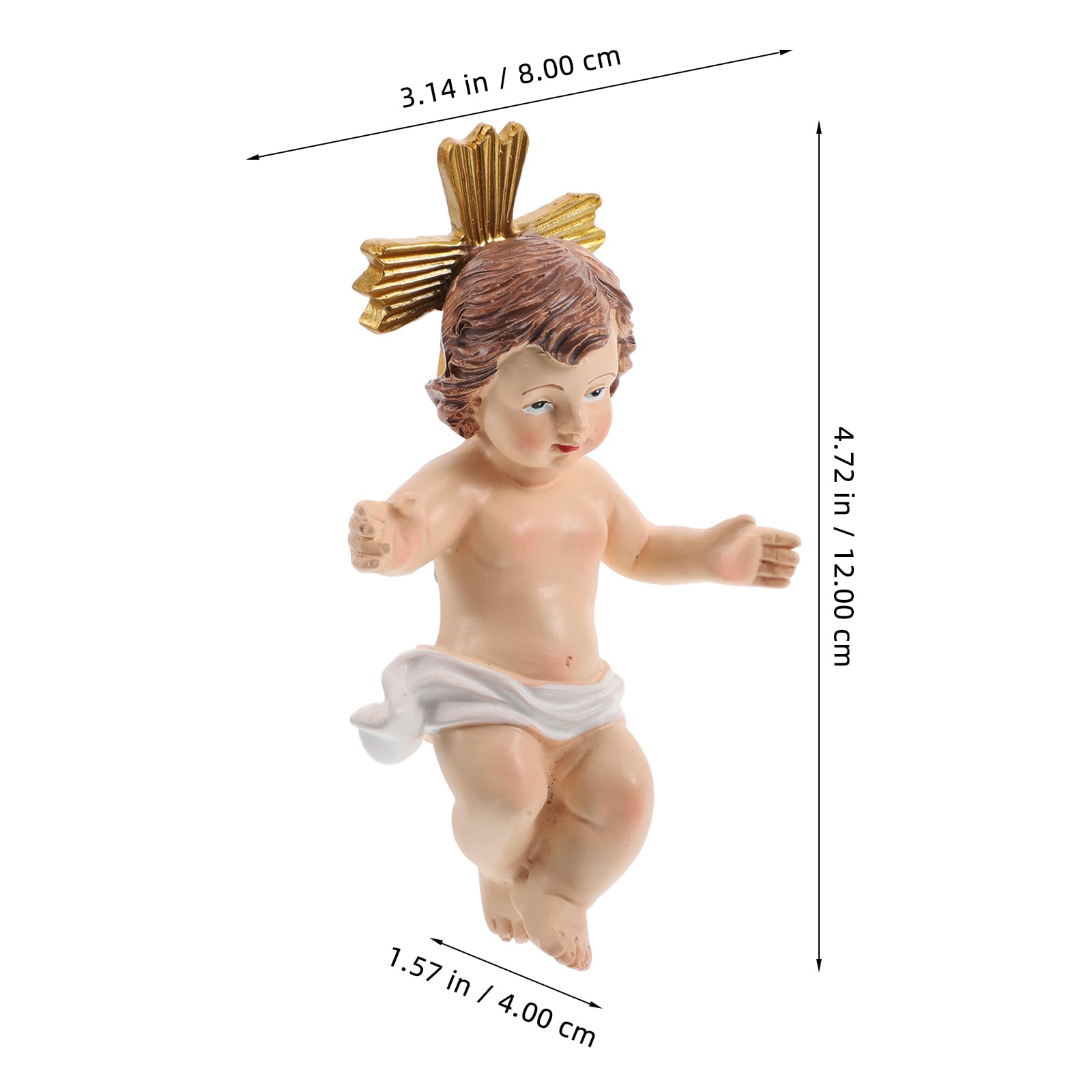 LOGOFUN Baby Jesus Figurine Resin Baby Jesus Statue Baby Jesus Nativity Collectible Craft with Cross for Home Office Shelf Table Decor - 12CM