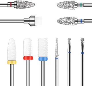 10Pcs Nail Drill Bits Sets 3/32’’, Keilend Nail Files Drill with Tungsten Carbide Diamond Metal & Ceramics for Removing Nail Polish and Gel, Cuticle Nail Drill Tool for Home Manicure, Salon, Pedicure