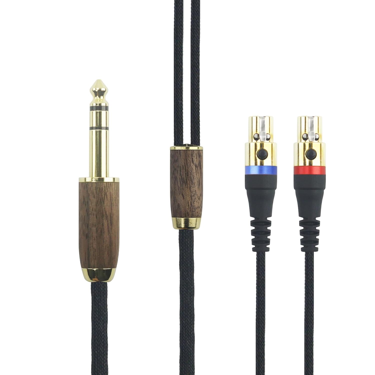 NewFantasia 6.35mm Audio Cable Replacement Upgrade Cable Compatible with Audeze LCD-2, LCD-4, LCD-3, LCD-X, LCD-XC, MM-500 Headphone 6N OCC Copper Silver Plated Cord Walnut Wood Shell