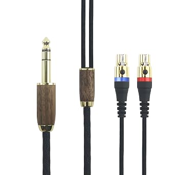 NewFantasia 6.35mm Audio Cable Replacement Upgrade Cable Compatible with Audeze LCD-2, LCD-4, LCD-3, LCD-X, LCD-XC, MM-500 Headphone 6N OCC Copper Silver Plated Cord Walnut Wood Shell