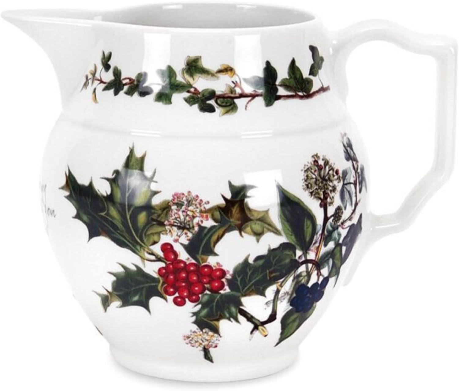 Portmeirion The Holly and The Ivy - Staffordshire 10oz Jug, Dishwasher and Microwave Safe Earthenware - Decorative Christmas Milk or Cream Pitcher (3.5" x 4.7"), Seasonal Serving Jug