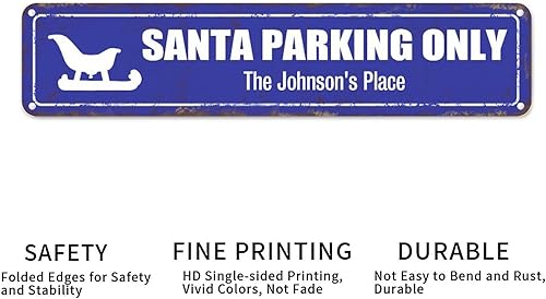 Vista 47 de Santa's Workshop North Pole Street Letreros personalizados de metal para exteriores, letrero de metal de bienvenida para Navidad, decoración