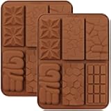 C-CO 6 in 1 Silicone Break Apart Chocolate Bar Mold, Silicone Molds for Wax Melts Non Stick Homemade Protein and Energy Bar Mould, Pack of 2
