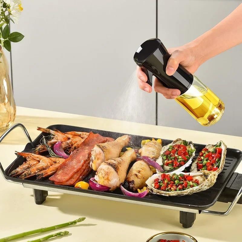 200/300/500ml Oil Spray Bottle - Reusable & Adjustable Kitchen Oil Sprayer for Cooking, BBQ, Baking, Oil & Vinegar Dispenser(500ml black)