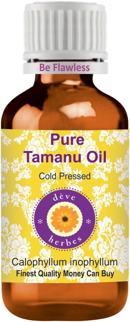 dève herbes Pure Tamanu Oil (Calophyllum inophyllum) with Glass Dropper Cold Pressed 100ml (3.38 oz)