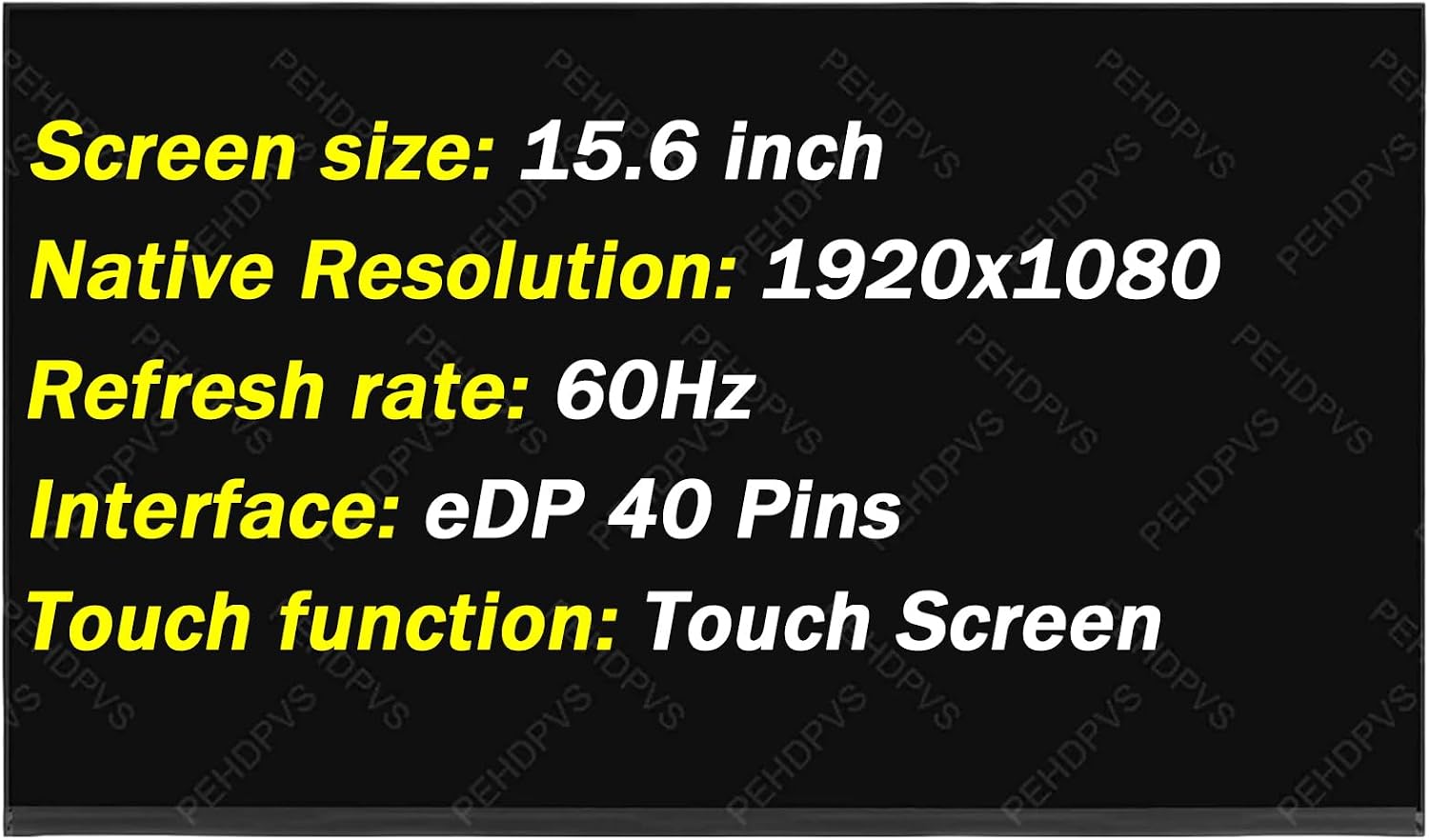 Replacement for Dell Latitude 15 3530 5501 5510 5511 5520 5521 5530 5531 5540 5584 7530 P108F P110F P127F 60HZ 40 Pins FHD 1920x1080 15.6" LCD Touch Screen Display Panel (Only for Touch Screen)