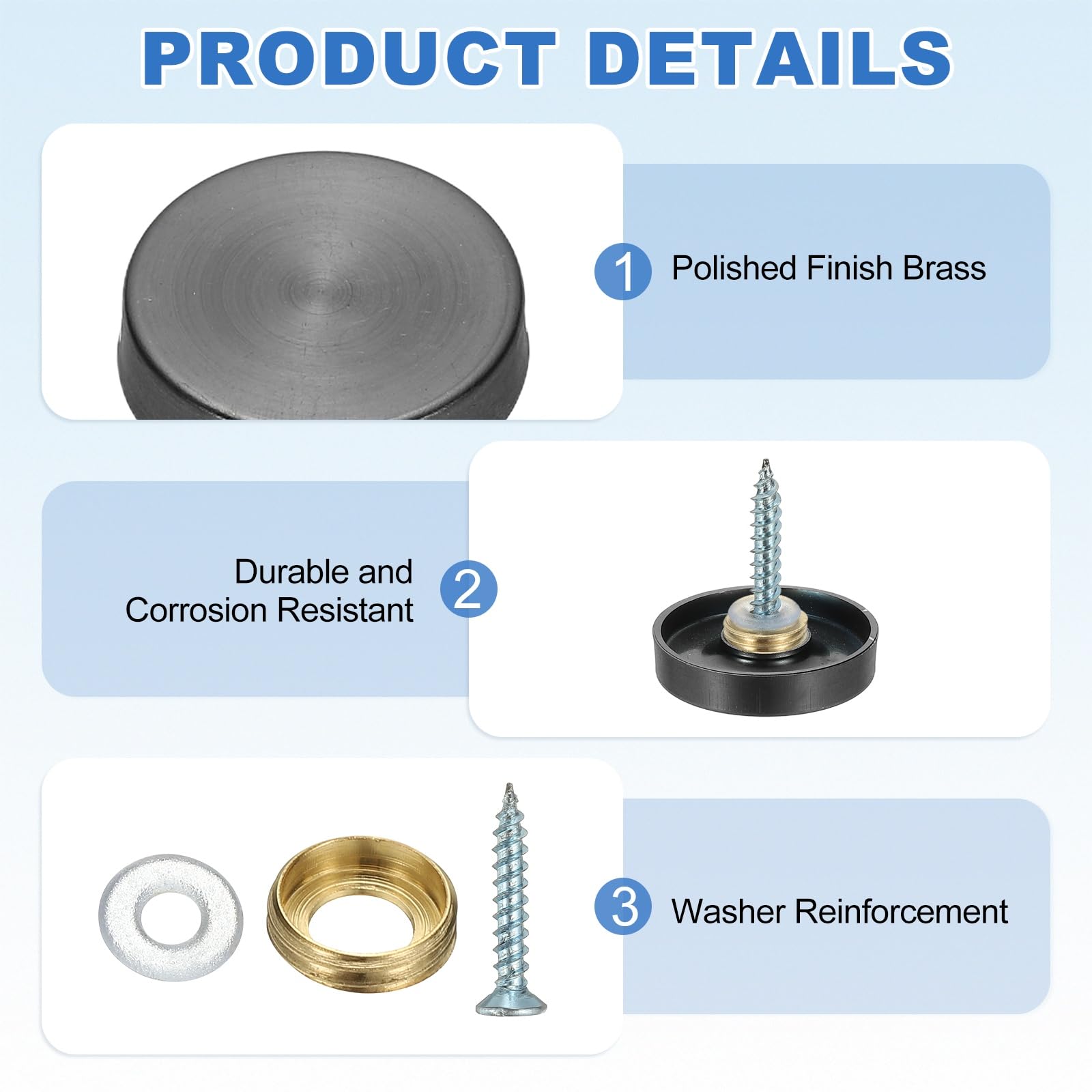 YELARXI Mirror Screws 304 Stainless Steel Decorative Caps Cover Nails Fasteners - Image 3