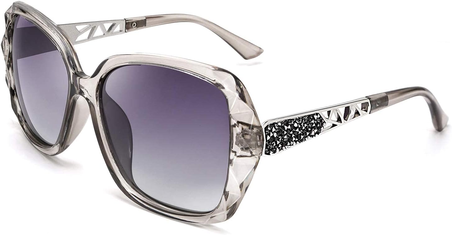 FEISEDY Polarized Women Square Sunglasses Sparkling Composite Shiny Frame B2289