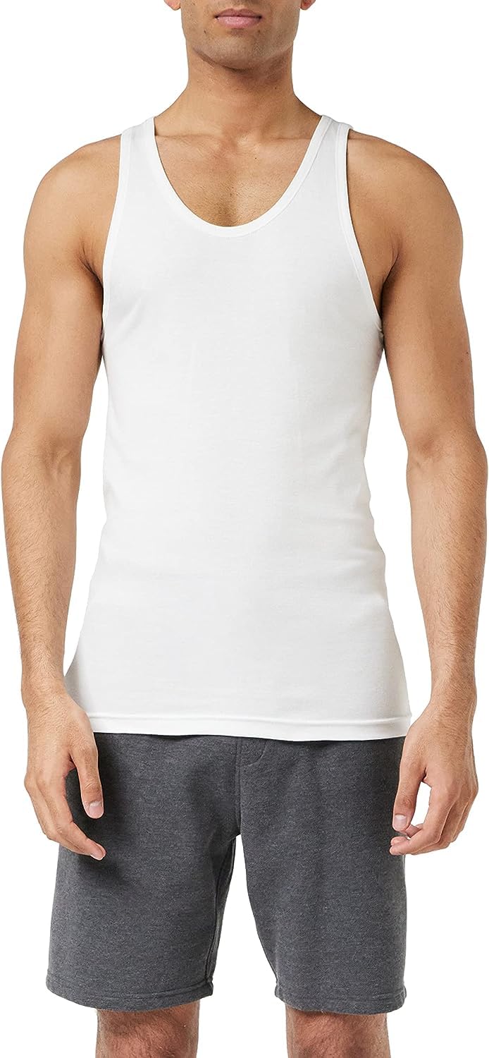 Eminence - Lot de 2 Débardeurs pour Homme - Côte Fine 100% Coton Peigné - Label Oeko-TEX® Standard 100 - Couleur Blanc - sans Couture