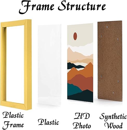 Miniatura 2 de ijuerybai Juego de 3 portarretratos dorados de 16 x 24 pulgadas, marco transparente alto para collage de fotos de 16 x 24 pulgadas, lienzo tamaño