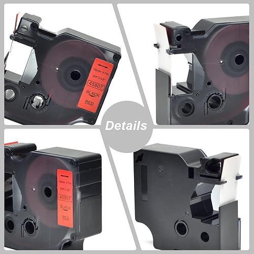 Miniatura 3 de Paquete de 2 cartuchos de etiquetado compatibles con Dymo D1 Tape 45807, negro sobre rojo, compatible con LabelManager 350D 400 500TS (34 pulgadas