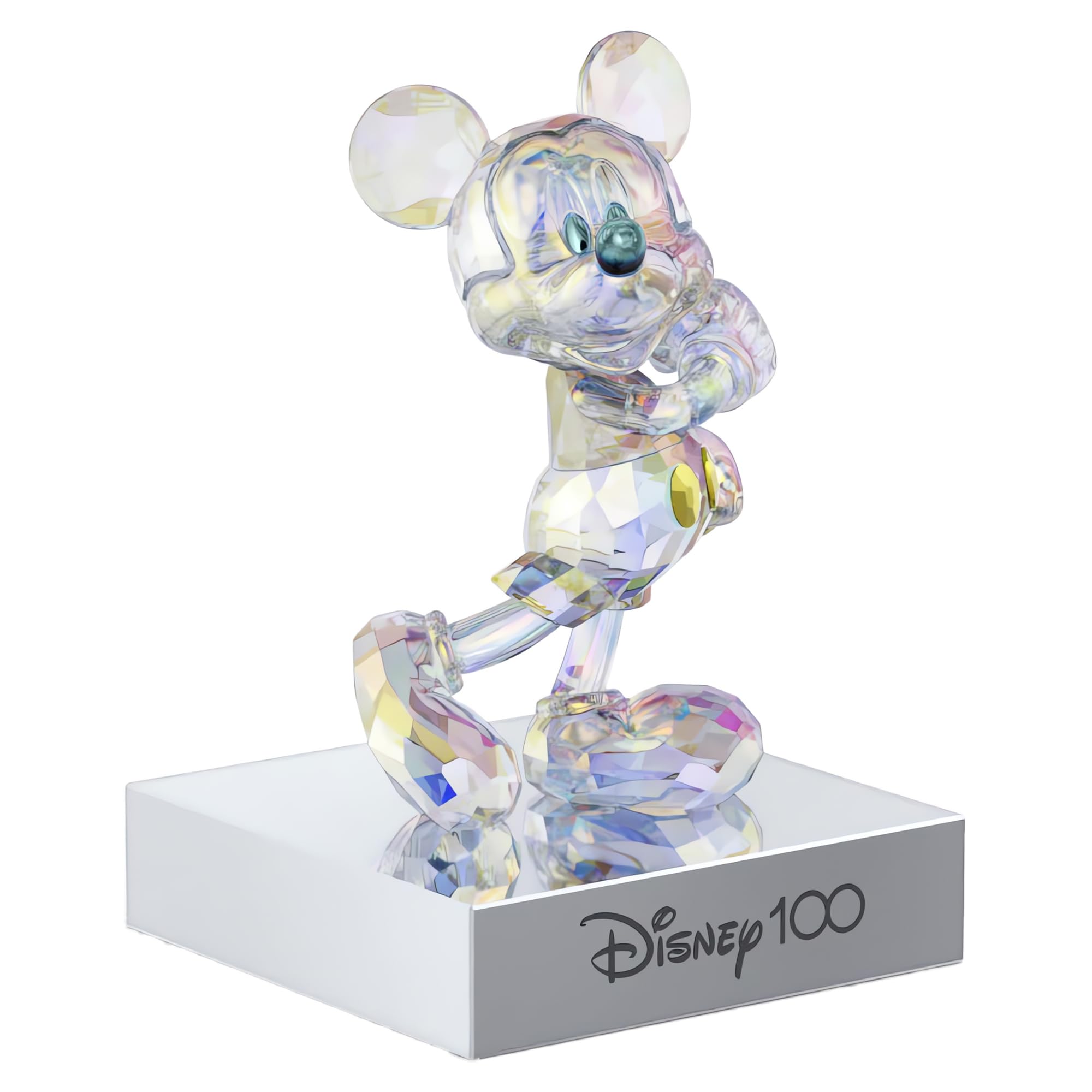 Swarovski Disney100, Figura de Mickey Mouse Decorativa de Cristales Transparentes con Efecto Aurora Borealis
