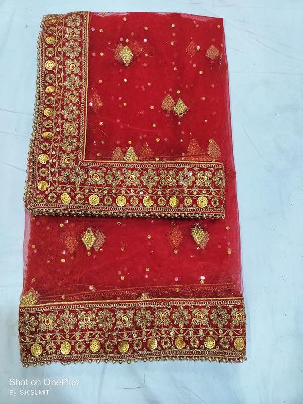 HARI MADHAV Damen Dupatta - Bestickter Nylonnetz Schal 2,20m