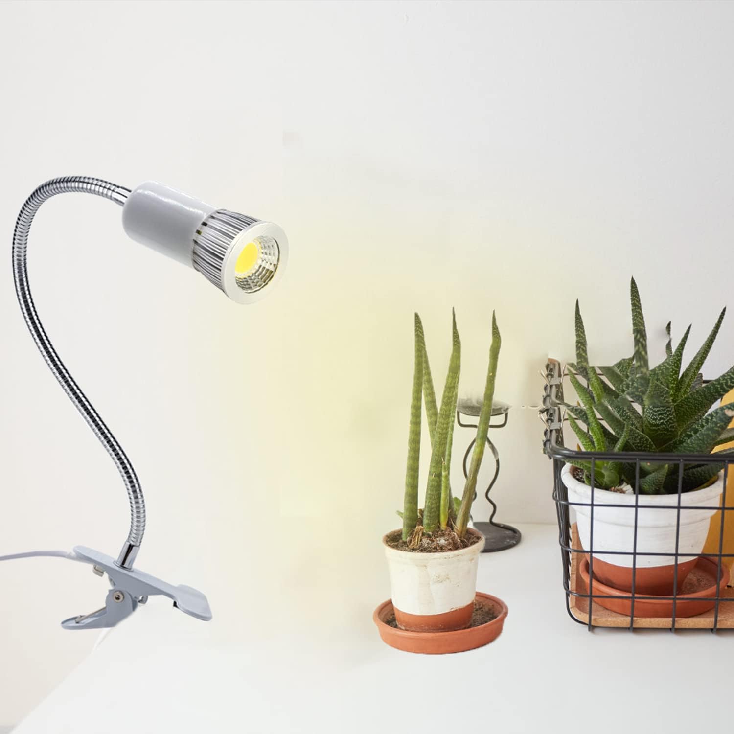 Clip Desk Lamp Socket,2 Pack Flexible Desk Light Socket,Gooseneck Clip on Lights,Flexible Lamp with Clamp,Adjustable Light Stand Clamp Lamp,Night Light,Reading Book Lights