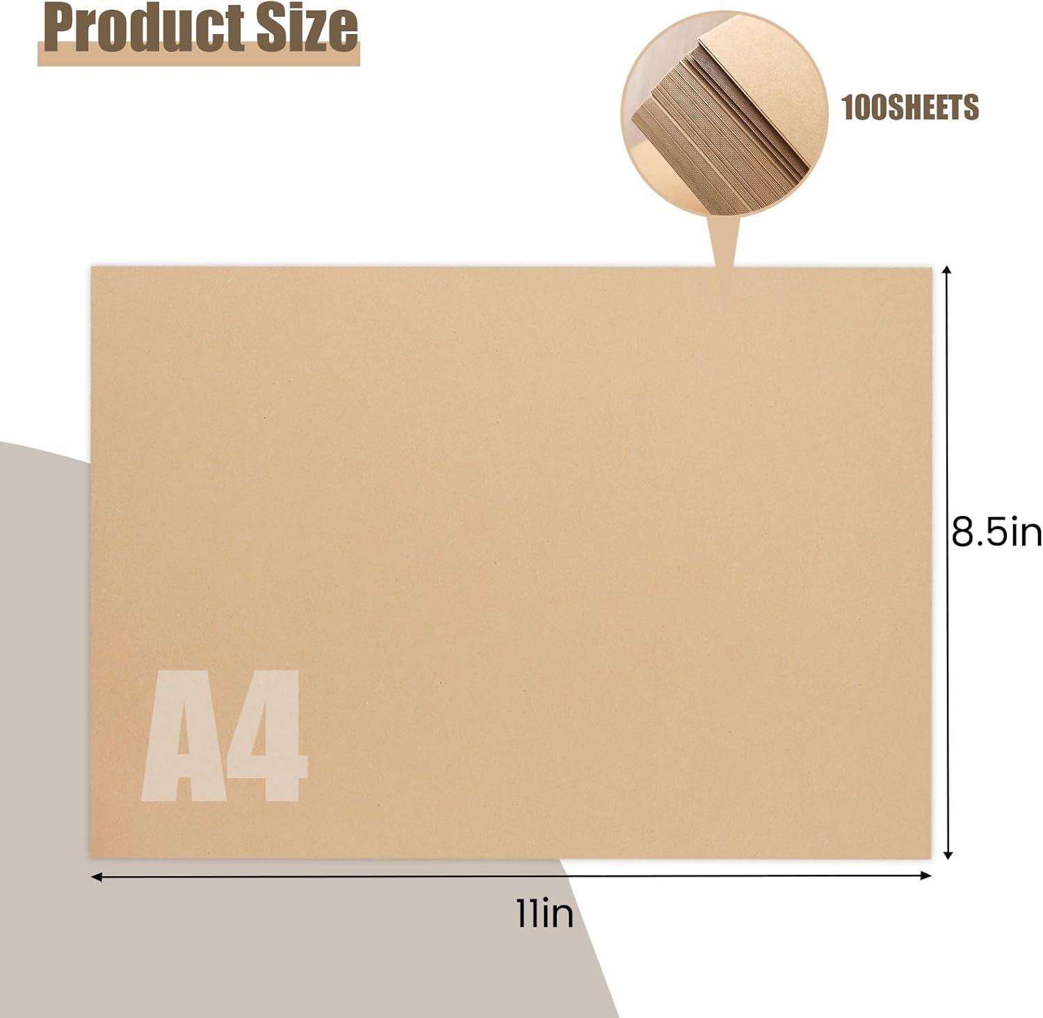BigOtters 100 Sheets Kraft Paper Brown Cardstock, 65lb/ 180gsm Kraft Card Stock Paper, Back to School Supplies, 8.5 x 11 Inches (Pack of 2)