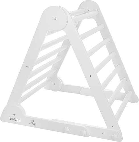 Little Partners Learn 'N Climb - Triángulo de escalada de madera plegable para niños pequeños, escalador plegable estilo Pickler (blanco suave, sin