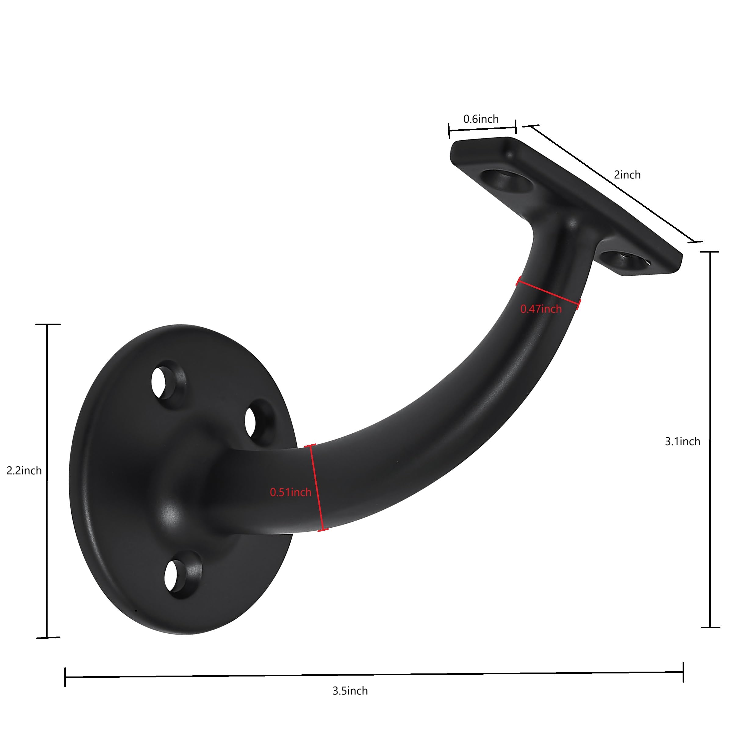 KHTUMEWARE-312 Matte Black Handrail Brackets 5-Pack in Matte Black — KHTUMEWARE