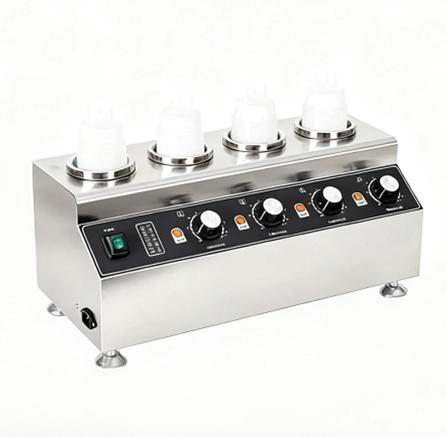 Commercial Electric Sauce Warmer, Electric Warmer Cheese Dispenser | Featuring Dual-Zone Heating With 30-80 C Adjustable Control For Perfect Cheese Melting & Sauce Consistency Four-cylindersaucewarmer