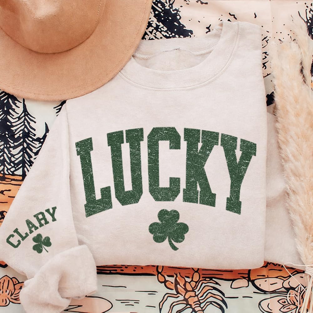 LOVELYPOD St Patricks Day Shirt Sweatshirt for Women, Cute Shamrock Shirt Gift for Women St Patricks Day - Image 2