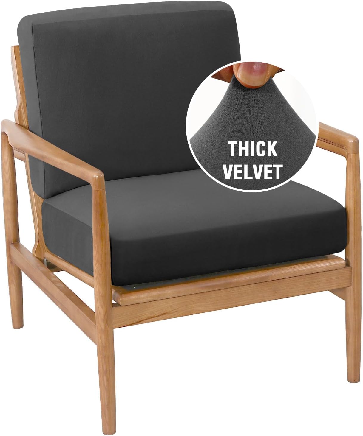 H.VERSAILTEX Velvet Plush Recliner Chair Covers 1-Piece Bundle Stretch Accent Chair Cover 2 Piece Couch Cushion Covers, Grey