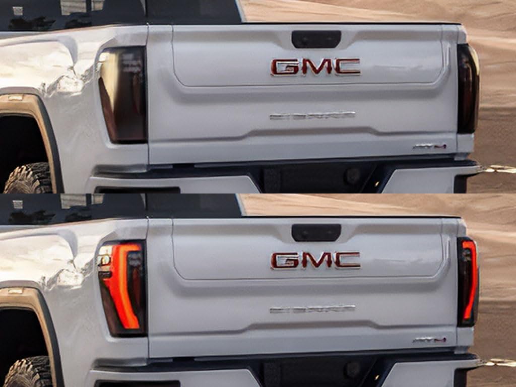 Rvinyl Tail Light Tint Covers Compatible with GMC Sierra 2020-2023 (2500/3500 LED) - Smoke