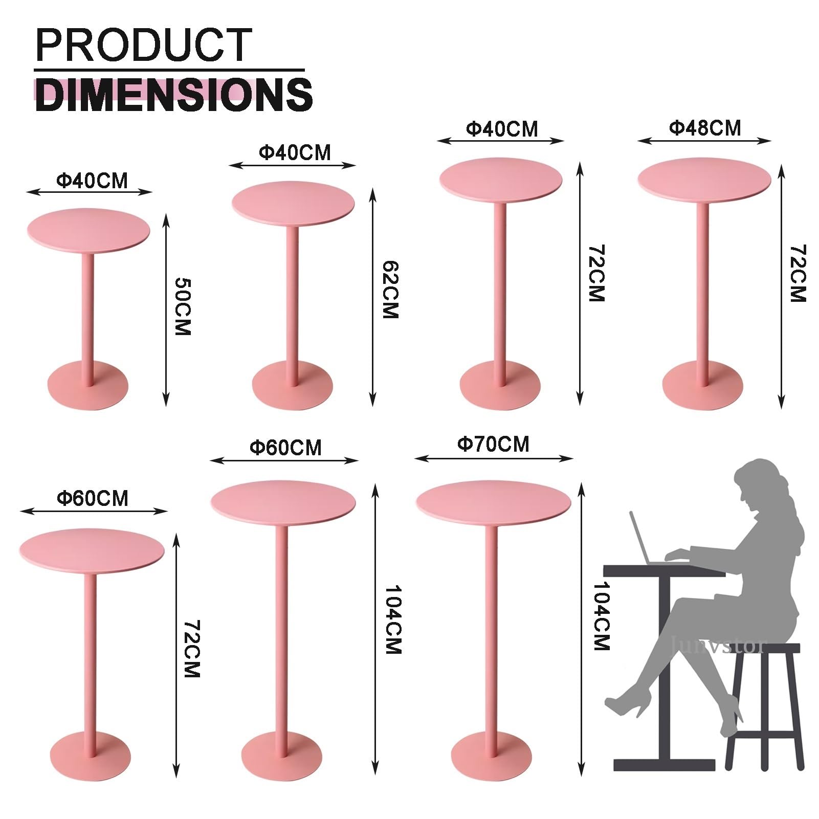 Moderno tavolo da bar rotondo in metallo per cucina 70x70x104cm