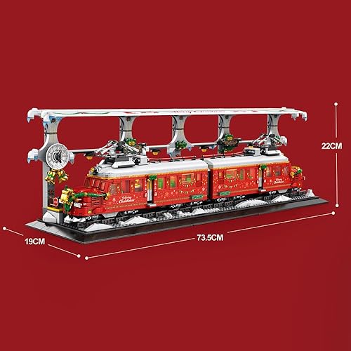 Miniatura 9 de MISINI 66034 Bloques de construcción de tren de vapor, 2822 piezas, juego de construcción de trenes con luces, elementos de Navidad coleccionables,