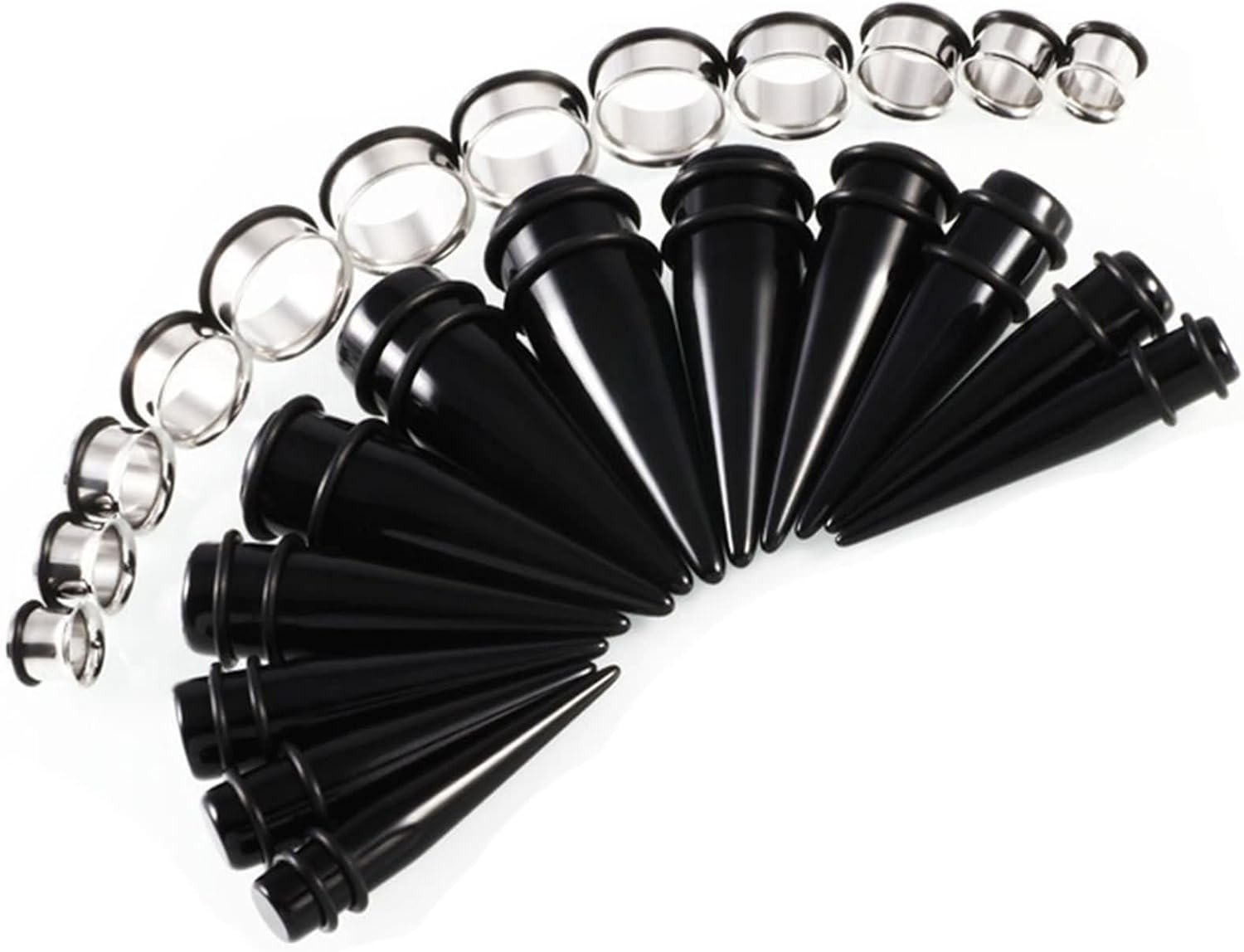 Tunnels for Ears Women 00g-3/4 inch, Mens Ear Gauges Plugs Acrylic Taper and Stainless Steel Tunnels Set Body Piercing Jewelry for Ears 24pcs