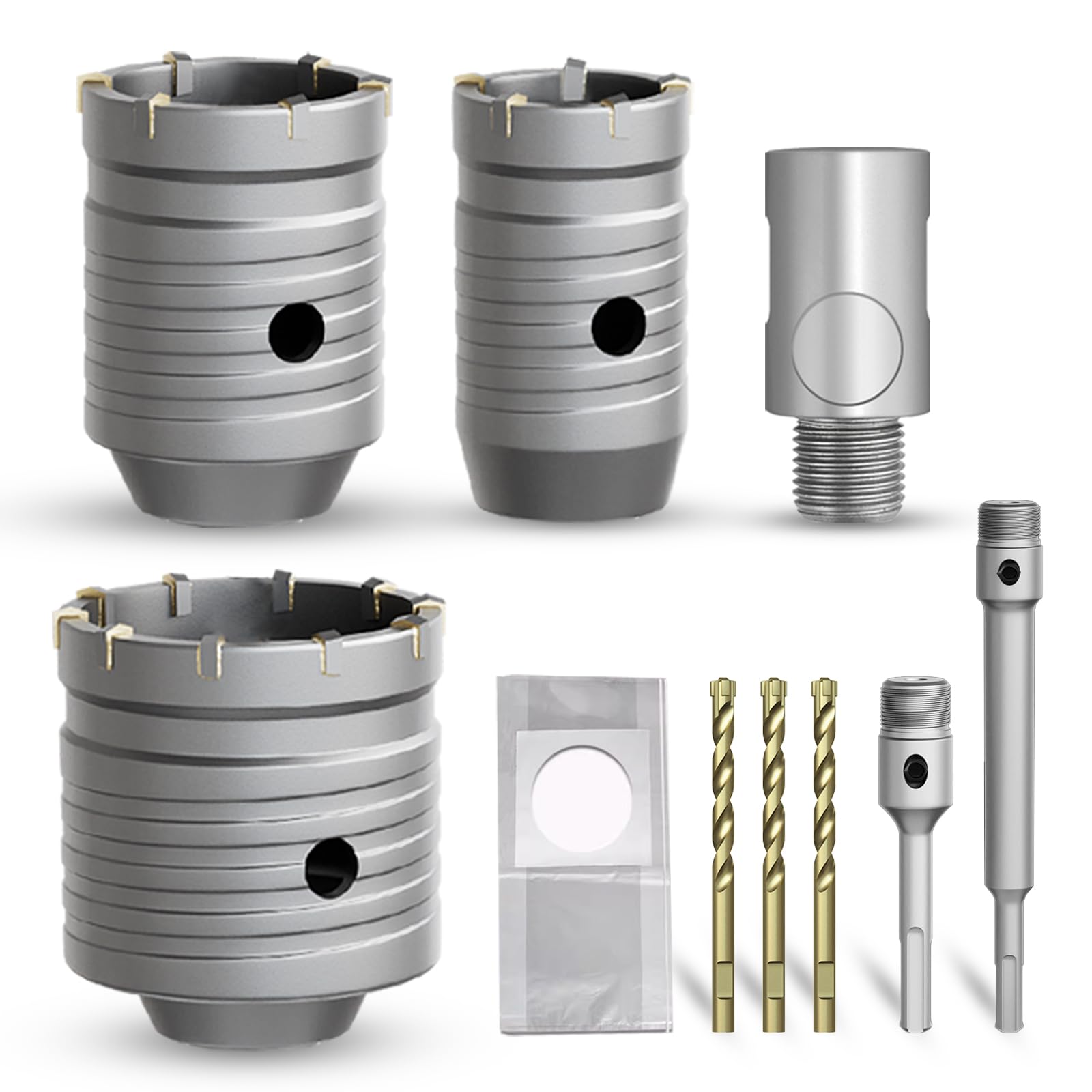 Lot de 11 couronnes diamantées creuses/scies à coupe Ø35/50/68 mm avec SDS Plus & adaptateur couronne diamantée pour prise de maçonnerie, brique, béton, ciment, pierre scie cloche pour