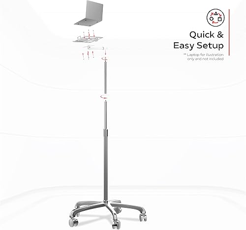 Miniatura 2 de CTA Digital : Soporte de suelo para laptop – Soporte de piso ajustable en altura con soporte para laptop para dispositivos portátiles de 11.25 a