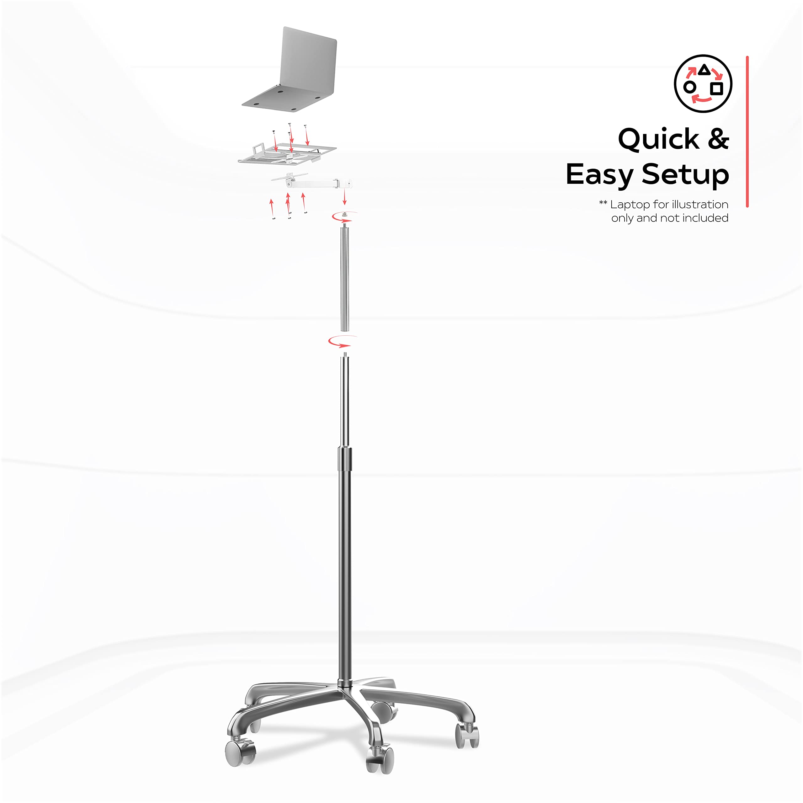 Support de Sol pour Ordinateur Portable CTA réglable en Hauteur avec support pour Ordinateur Portable de 11,3 à 17,6" (LT-HFS2)