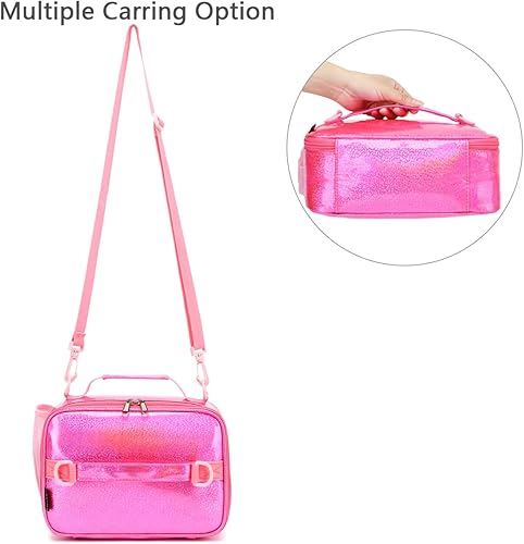 Miniatura 6 de FlowFly Bolsa de almuerzo para niños, lonchera escolar duradera aislada con correa para el hombro y soporte para botellas, resistente al agua,