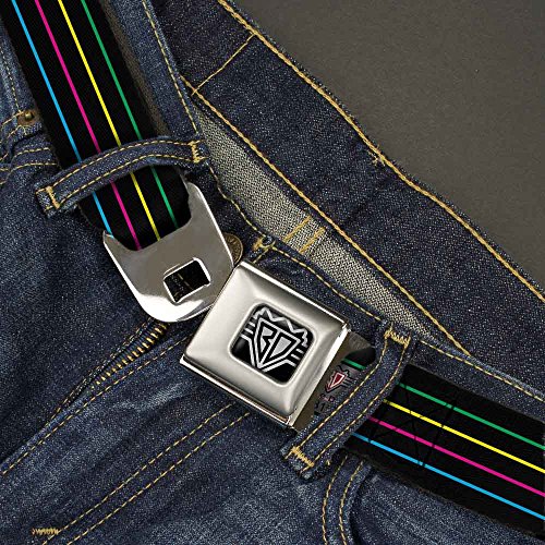 Cinturón a rayas negras y multicolor Buckle-Down de 2,5 cm para el colegio 2