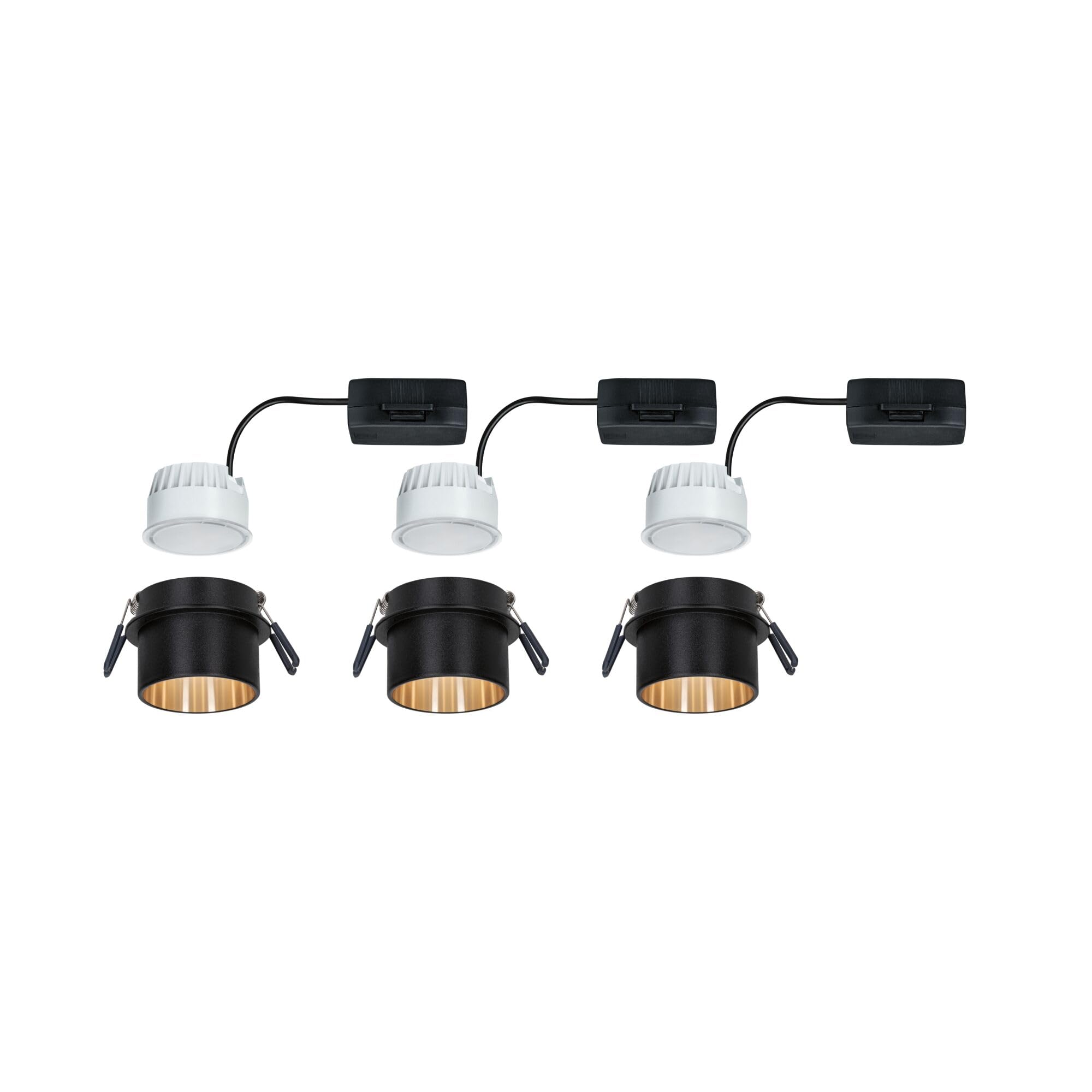 Paulmann Gil 93379 - Faretto da incasso a LED a 3 step-Dim rotondo, 3 x 6 Watt, dimmerabile, colore nero opaco, oro, faretto da incasso in alluminio, 2700 K Coin