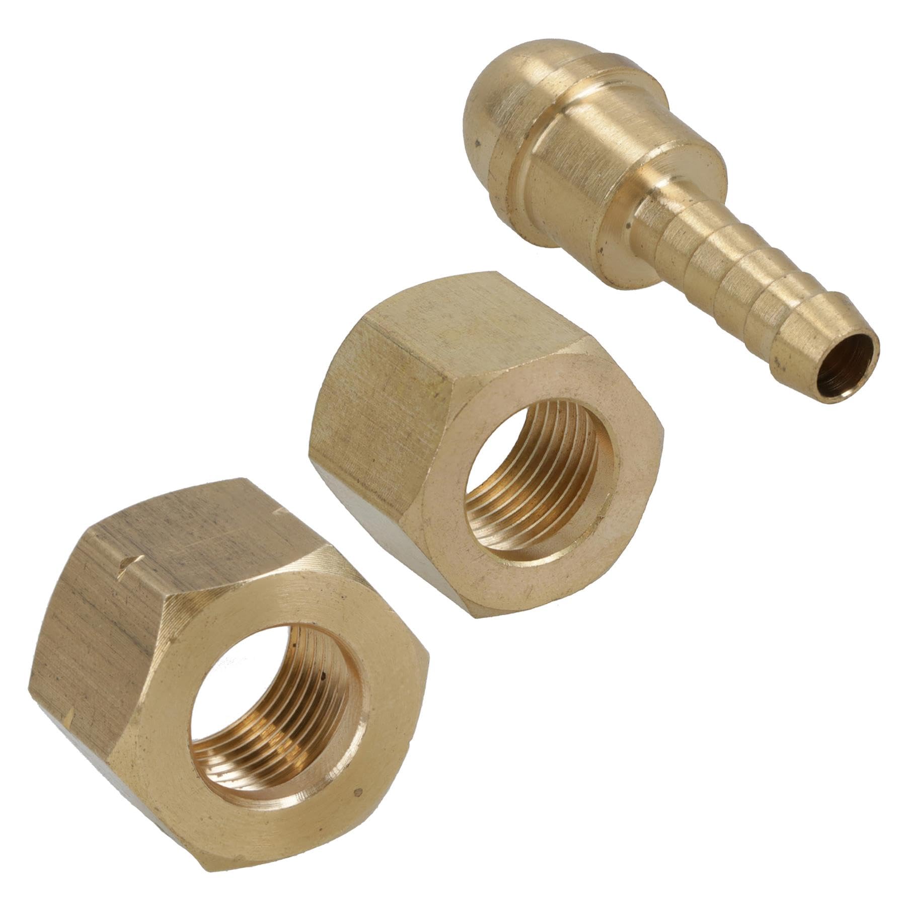 Welding Gas Hose Connector 1/4 Hose Tail with 3/8 BSP RH + LH Thread Nuts 2pc