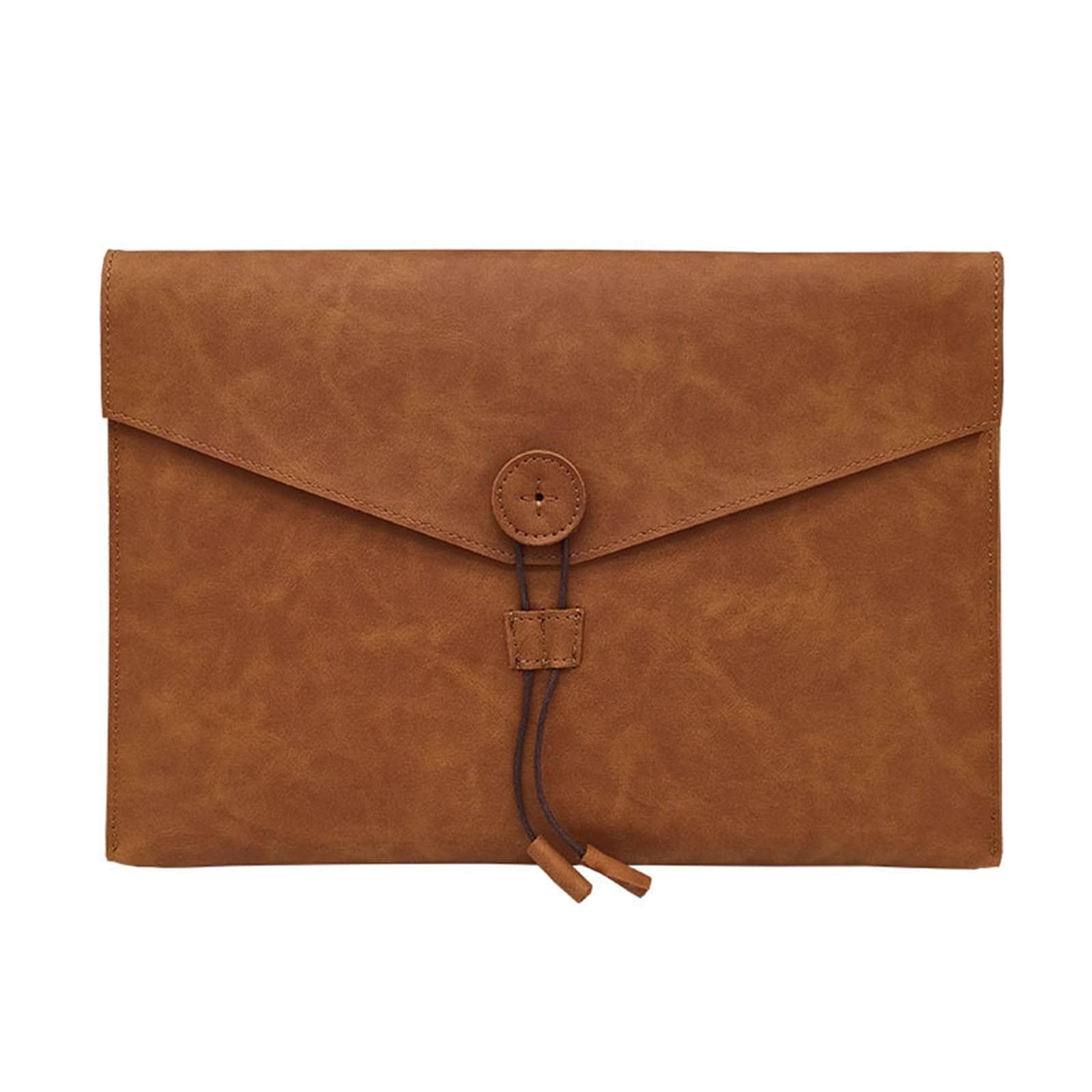 Etui na dokumenty ze skóry PU, Skórzany organizer na dokumenty A4, teczka biznesowa, duża pojemność, wielokolorowy, 34x24x2,5 cm(Brown)