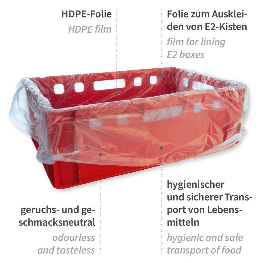 FRANZ MENSCH 500 Stück, Auskleidungssäcke, E2, transparent-blau, HDPE 10my | 65 x 64 cm, Fleischkistensack, Einlegesäcke, box liners, meat crate liners, für Fleischkisten, Metzgerei, Lebensmittel