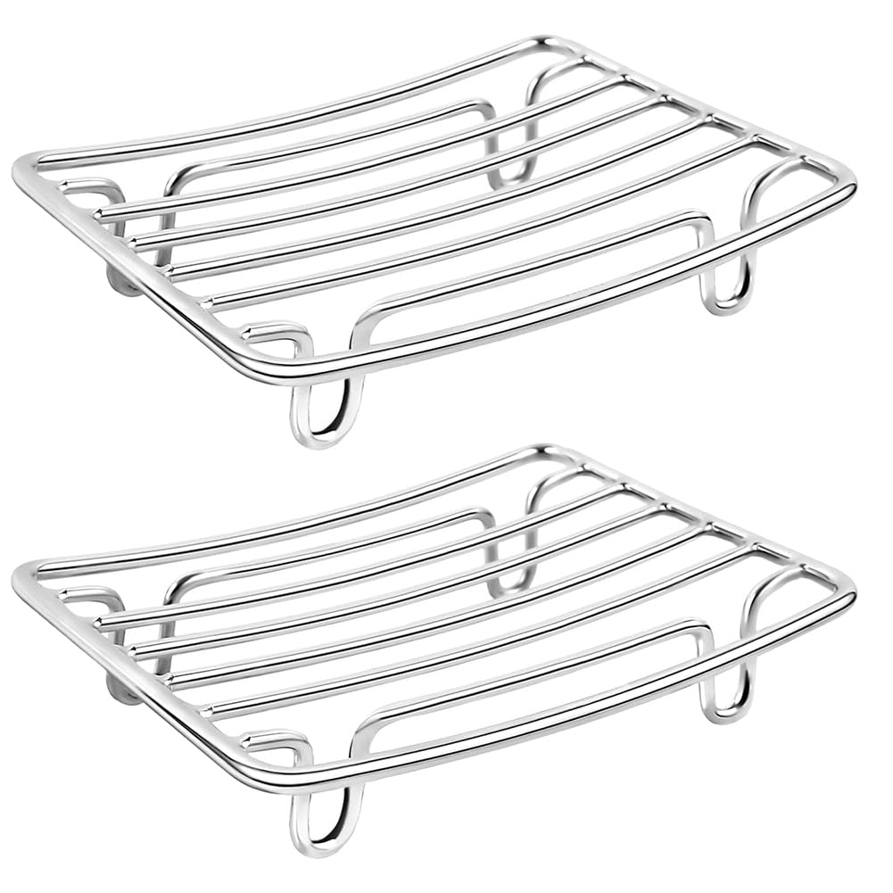 CTRLZS Drain Rack Toilet Organizer Self Draining Soap Dish Shelf for Shower Bathroom Stainless Steel Rust Proof Self Draining Soap Dish Shelf Rack Toilet Organizer