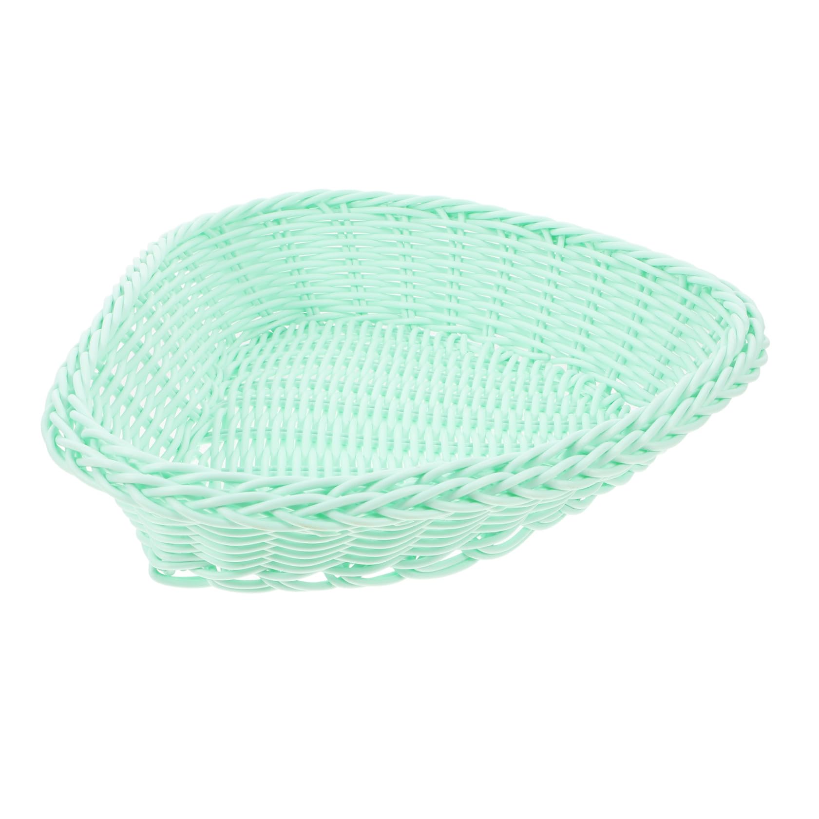 Cesta tejida en forma de corazón pequeña cesta de plástico PP verde para cocina