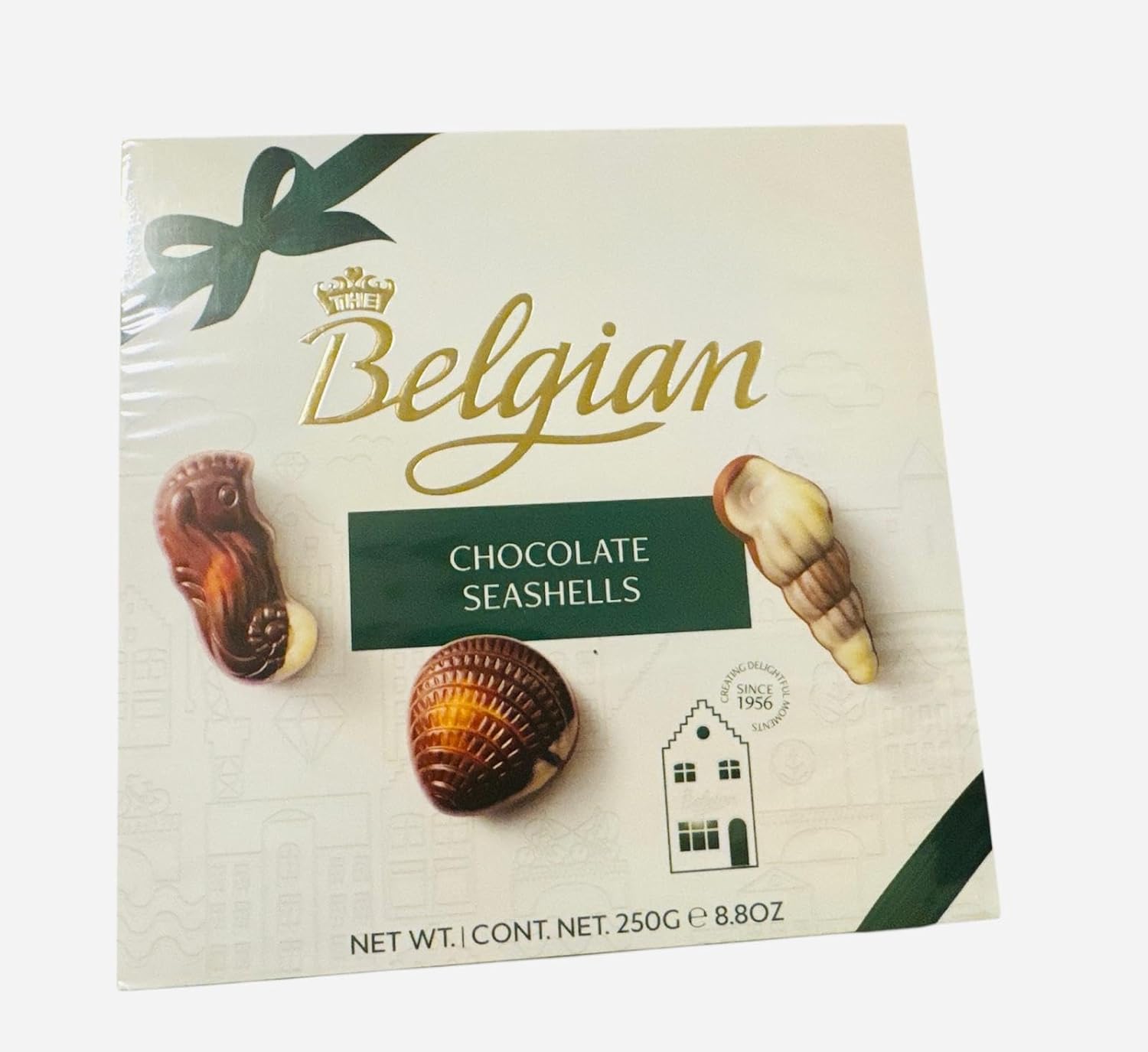 Belgian Chocolate Seashells, Premium Milk and Dark Chocolate Bonbons with Hazelnuts, Made in Belgium, 250g/8.8oz Gift Box